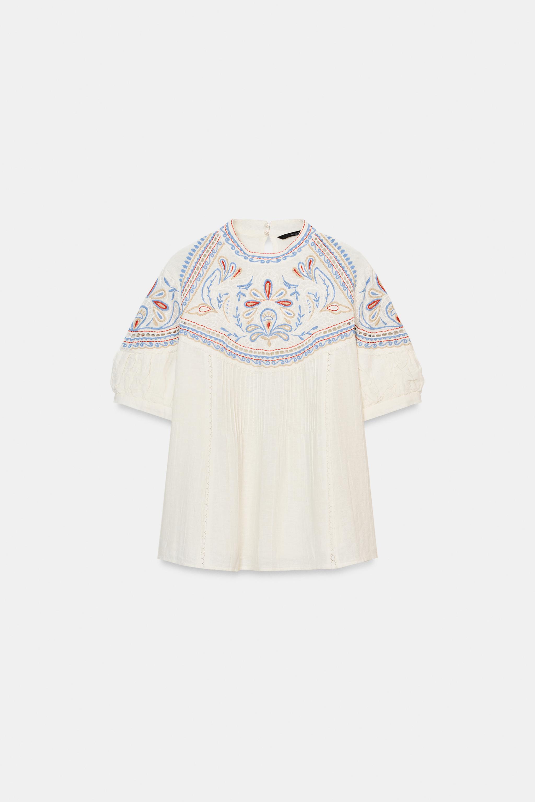 EMBROIDERED SHORT SLEEVE BLOUSE